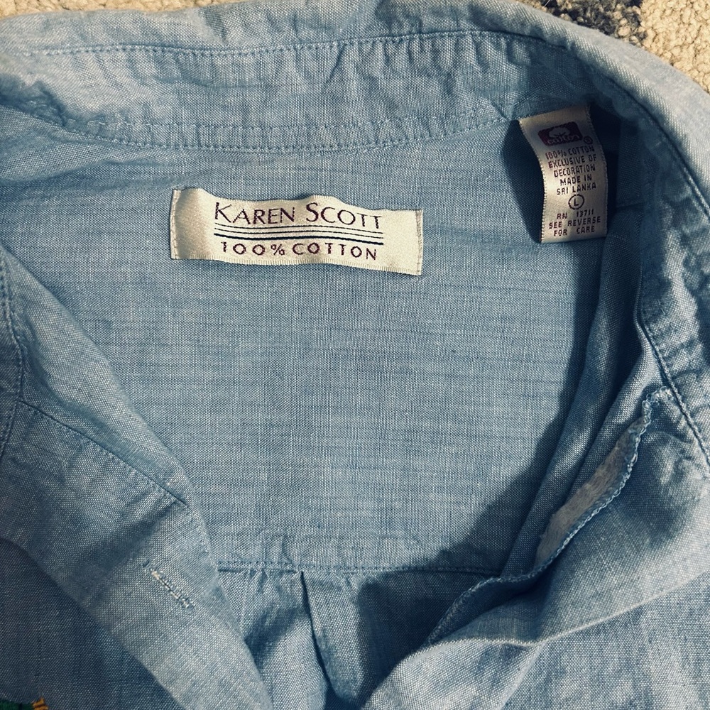 Karen Scott Vintage Button Down Shirt with Embroidery - Picture 5 of 8